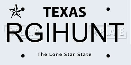 RGIHUNT Texas License Plate
