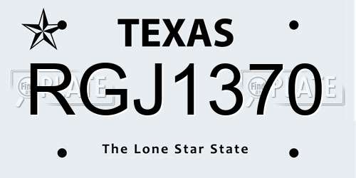 RGJ1370 Texas License Plate