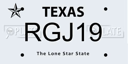 RGJ19 Texas License Plate