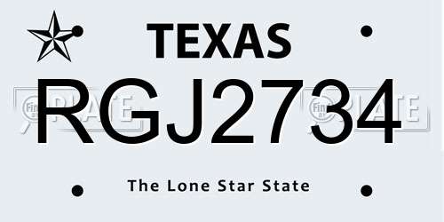RGJ2734 Texas License Plate