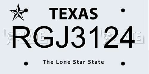 RGJ3124 Texas License Plate