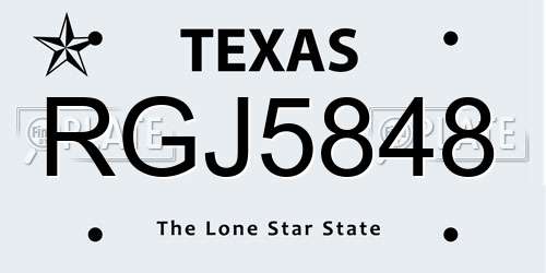 RGJ5848 Texas License Plate