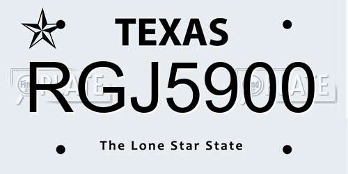 RGJ5900 Texas License Plate