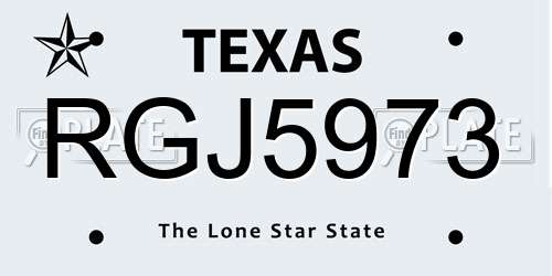 RGJ5973 Texas License Plate