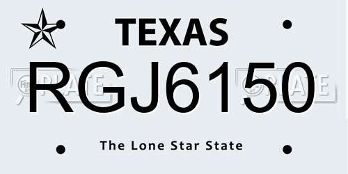 RGJ6150 Texas License Plate