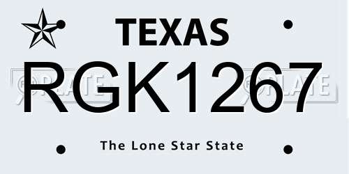 RGK1267 Texas License Plate