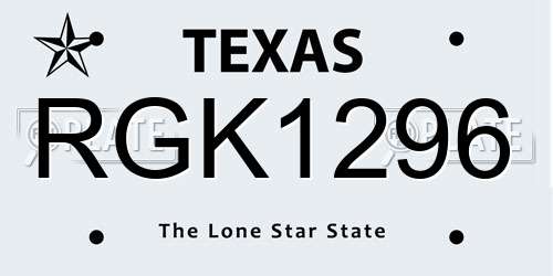 RGK1296 Texas License Plate