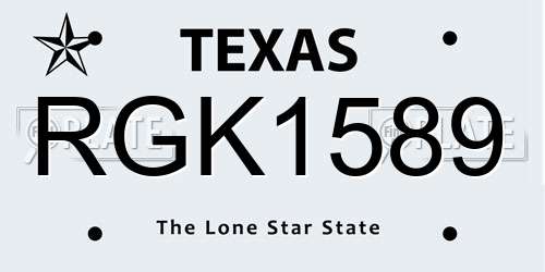 RGK1589 Texas License Plate