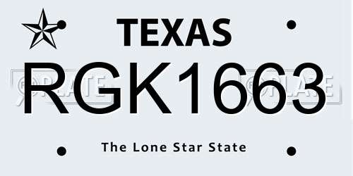 RGK1663 Texas License Plate