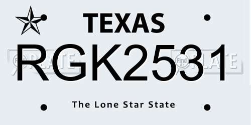 RGK2531 Texas License Plate
