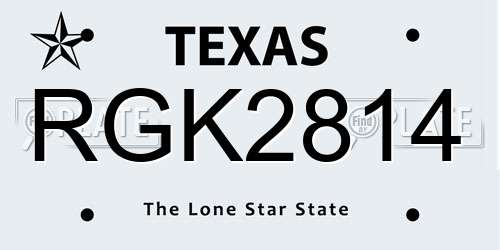 RGK2814 Texas License Plate