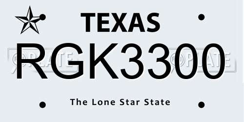 RGK3300 Texas License Plate