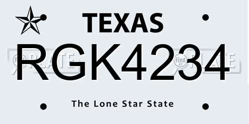 RGK4234 Texas License Plate