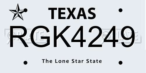 RGK4249 Texas License Plate