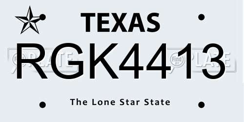 RGK4413 Texas License Plate