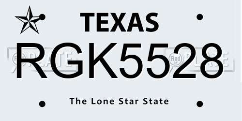 RGK5528 Texas License Plate