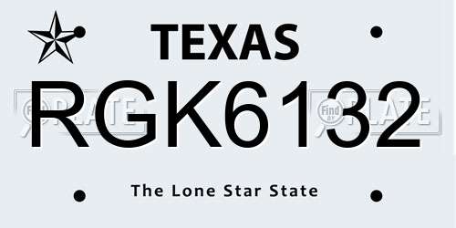 RGK6132 Texas License Plate