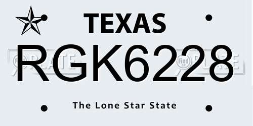 RGK6228 Texas License Plate