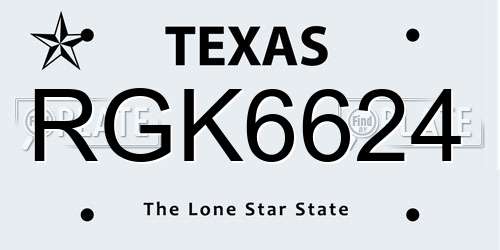 RGK6624 Texas License Plate