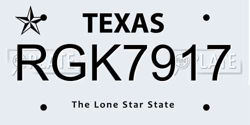 RGK7917 Texas License Plate