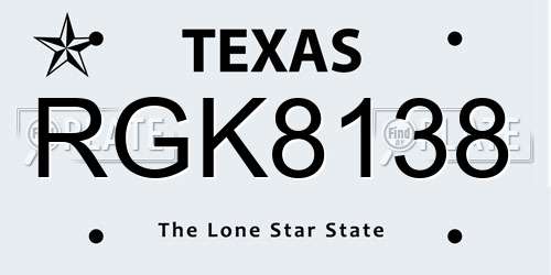 RGK8138 Texas License Plate