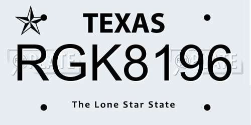 RGK8196 Texas License Plate