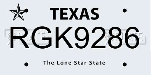 RGK9286 Texas License Plate
