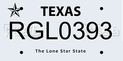 RGL0393 Texas License Plate