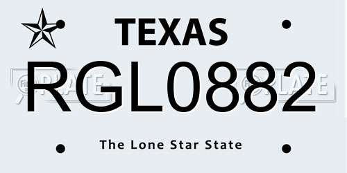 RGL0882 Texas License Plate