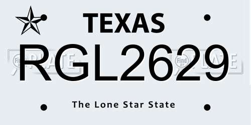 RGL2629 Texas License Plate