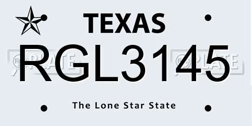 RGL3145 Texas License Plate