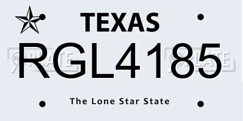 RGL4185 Texas License Plate