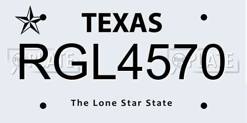 RGL4570 Texas License Plate