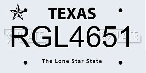 RGL4651 Texas License Plate