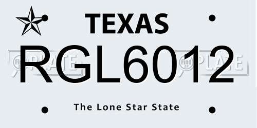 RGL6012 Texas License Plate