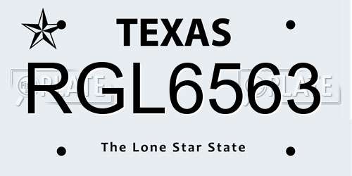 RGL6563 Texas License Plate