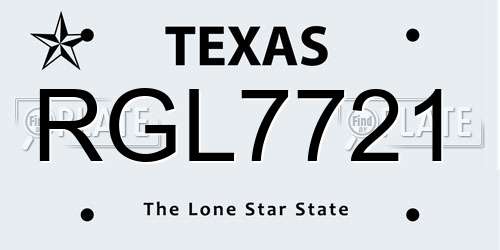 RGL7721 Texas License Plate