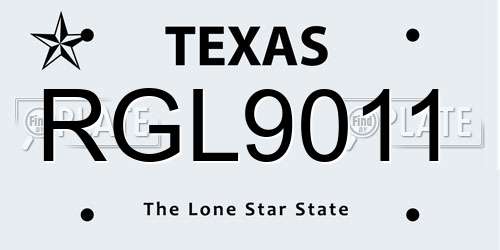 RGL9011 Texas License Plate