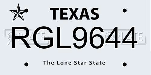 RGL9644 Texas License Plate