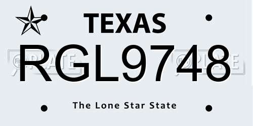 RGL9748 Texas License Plate