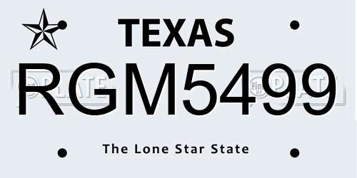 RGM5499 Texas License Plate