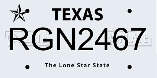 RGN2467 Texas License Plate