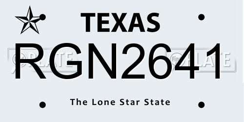 RGN2641 Texas License Plate