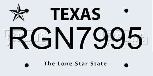 RGN7995 Texas License Plate