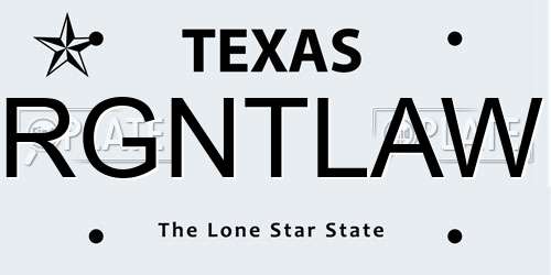 RGNTLAW Texas License Plate