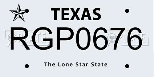 RGP0676 Texas License Plate