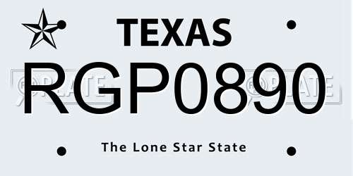 RGP0890 Texas License Plate