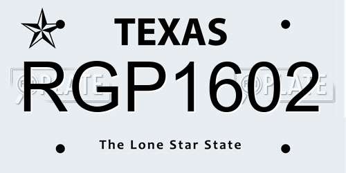 RGP1602 Texas License Plate