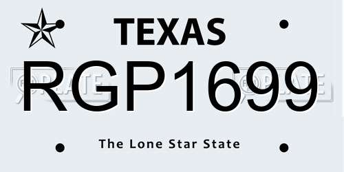 RGP1699 Texas License Plate