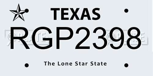 RGP2398 Texas License Plate